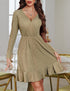 Miseki Glitzerndes Weihnachtskleid Damen - Elegantes Festkleid mit Pailletten, Langarm und V-Ausschnitt, perfekt für Winterpartys und Cocktails.
